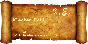 Klecker Emil névjegykártya